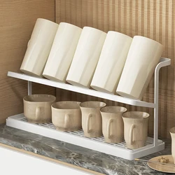 Bottle Drain Rack Kettle Holder Kitchen Glass Cup Stand Drying Shelf White Shelves With Tray Household Storage Organizer