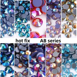 Glitter стразы ss6-ss30 Hotfix Rhinestones 1440pcs/bag Crystals AB Iron On Strass For DIY Nails Aceessories