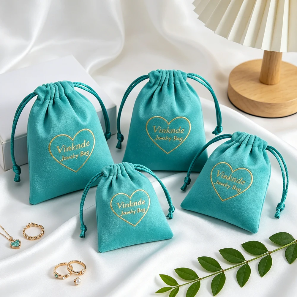 

50Pack Luxury Jewelry Packaging Bags Flannel Drawstring Pouch 25x30cm Custom Logo Velvet Gift Big Dust Bags For Perfume Cosmetic