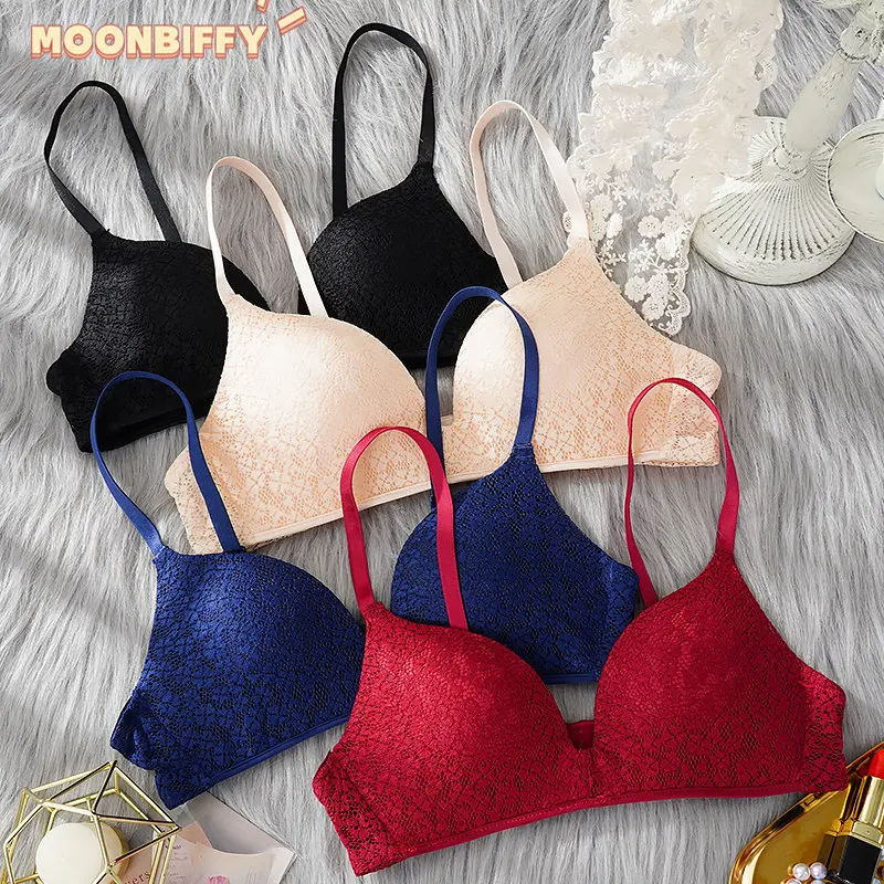 Sexy Lace Wireless Bras for Women Lingerie Push Up Bra Comfort Backless Sleep Tops Gathered Underwear French Bralette New