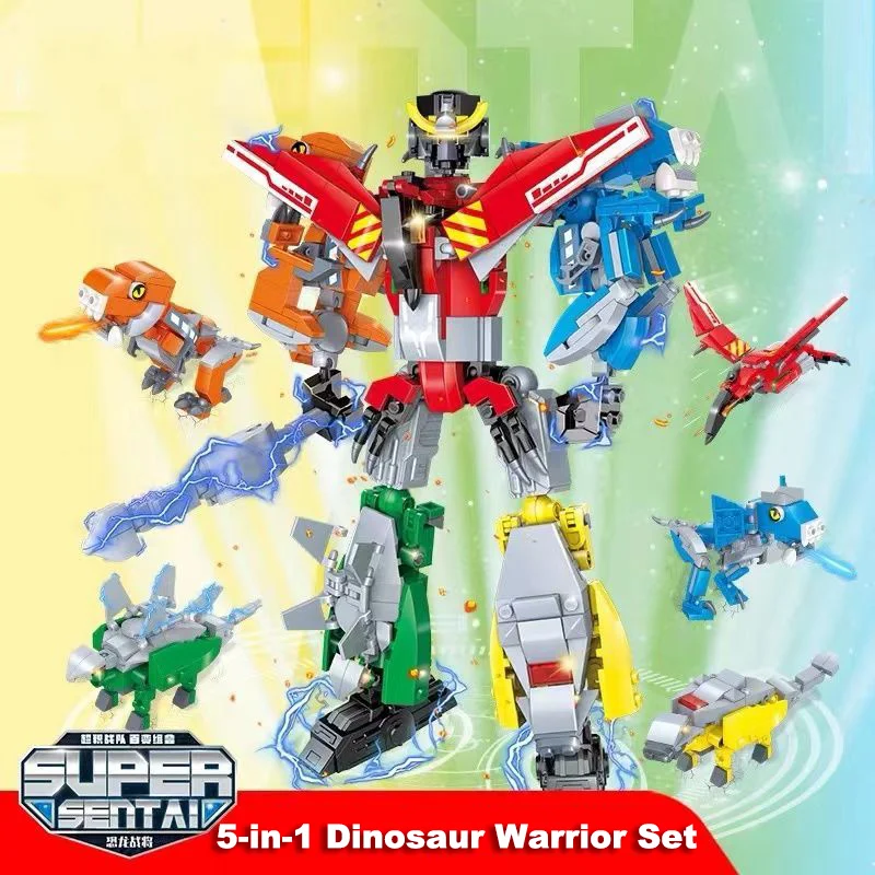 Blocs de construction Robot transformateur Mecha 5 en 1, 9.84 pouces/25cm, Kits de blocs de construction, modèle de dinosaure Mech, briques à assembler, jouets pour enfants, cadeaux d'anniversaire pour garçons