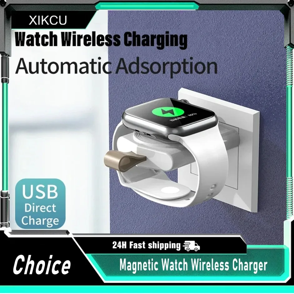 Portable Wireless Charger Watch Dock for Apple Watch 9 8 7 SE 4 3 Ultra Emergency Type C USB A Watch Fast Smart Charging Station