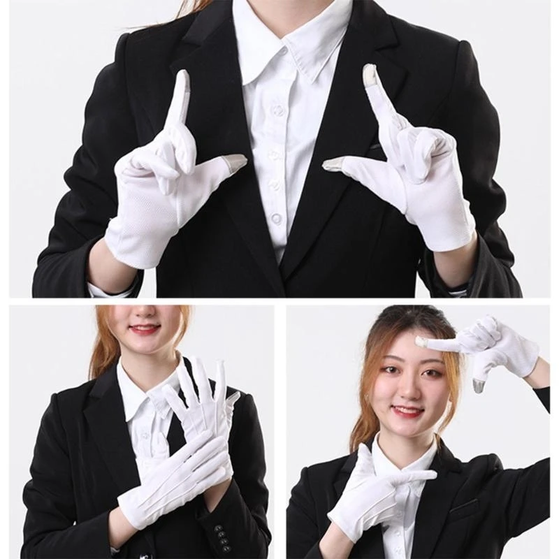 

652F Screen Touch Etiquette Gloves For Formal Tuxedo Guard Jewelry Handling Gloves with Nonslip Dotted Parades Gloves