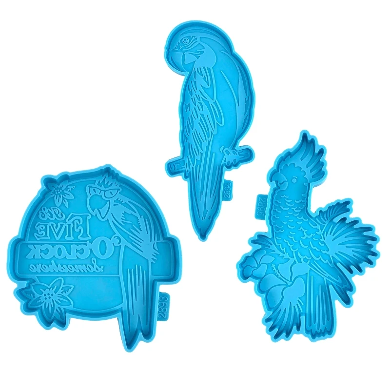 

Y1UB Parrot Tray Drop Mold Diy with Flower Parrot Water Coffee Pad Mold
