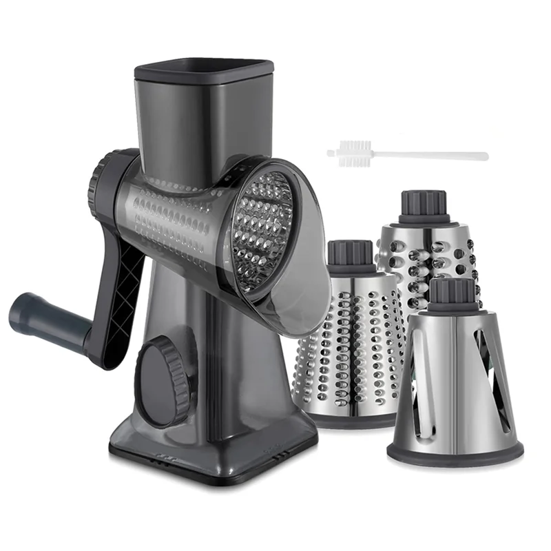 

A76X-Rotary Cheese Grater Hand Crank Vegetable Shredder With Handle, Interchangeable Blades,Multifunctional Slicer For Kitchen