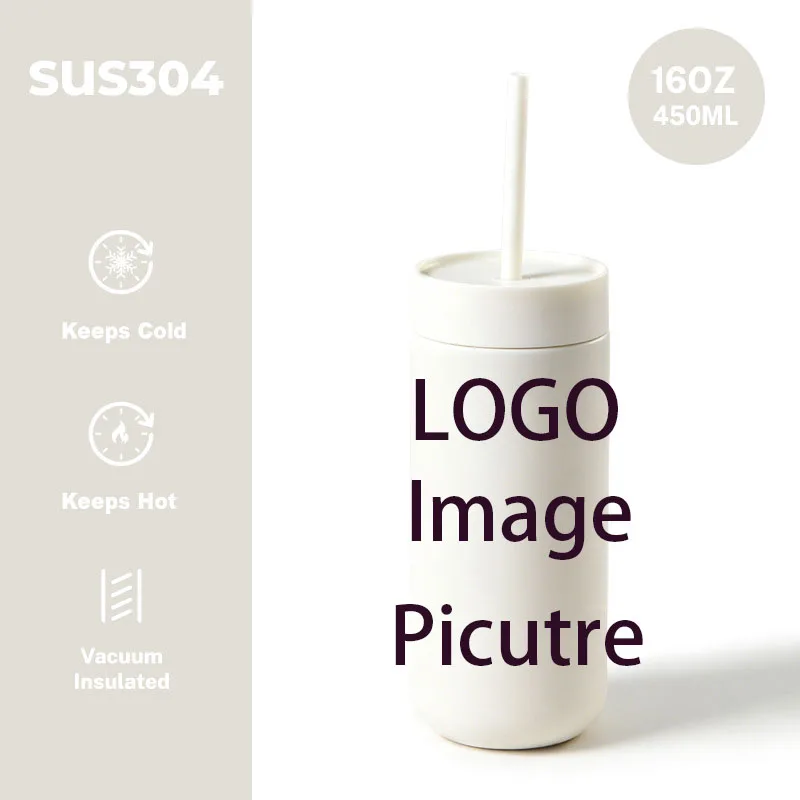 Custom Logo 16oz car coffee Cafe Water Bottle Drink Milk cup stainless steel insulation cup double layer vacuum mug coffee cup