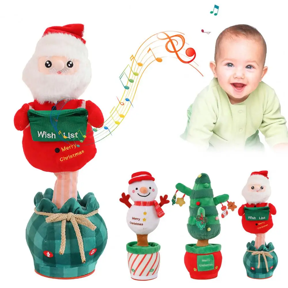 Juguete de Papá Noel, juguete eléctrico de Navidad para niños, juego de juguetes de Navidad, baile parlante, canto, muñeco de nieve en maceta, árbol de Navidad de Papá Noel