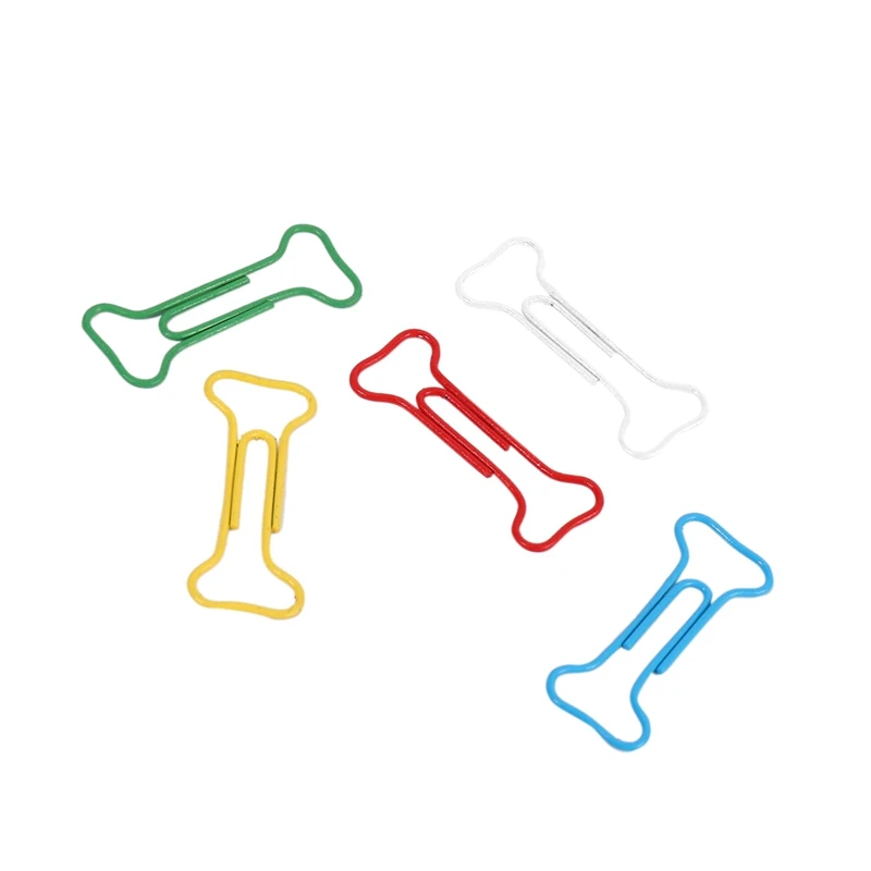 Forma óssea Multicolor Metal papel clipes, 400pcs