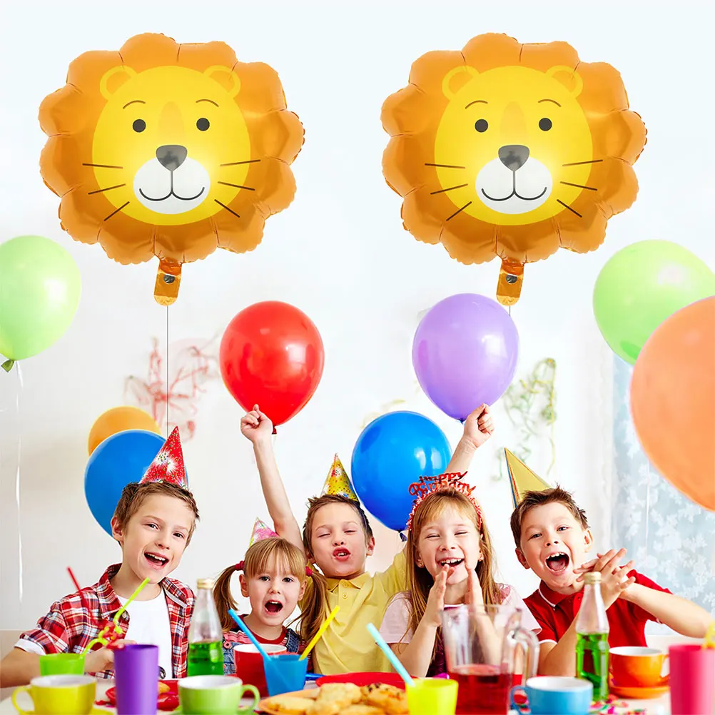 

10Pcs Lion Head Balloons Aluminum Foil Balloon Inflatable Party Decor Cartoon Lion Balloon for Photo Props Party Accessories