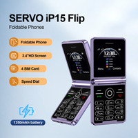 SERVO iP15 Flip Cellular Phone 4 SIM Standby Call Recording Speed Dial Flashlight MP4 Blacklist 2.4\