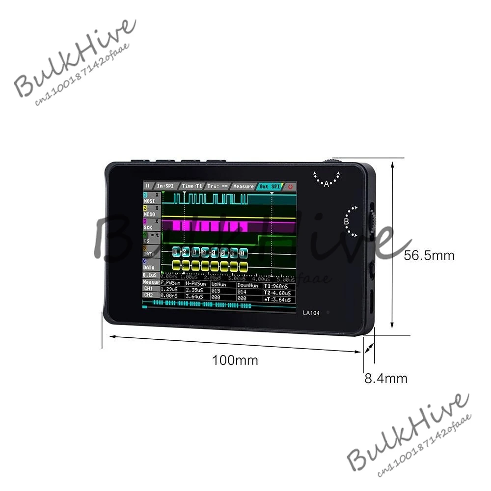 محلل منطق رقمي صغير، 4 قنوات، أقصى قدر من أخذ العينات 100 ميجاهرتز، SPI، I2C، PWM، راسم الذبذبات 2.8 بوصة، تخزين فلاش 8 ميجابايت، LA104 #3