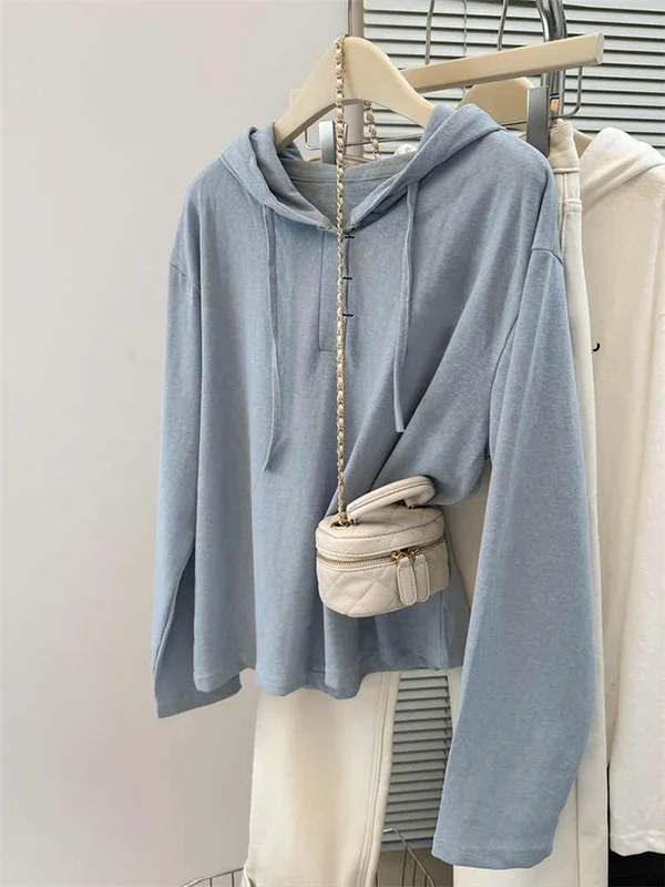 レトロアメリカン漫画フード付きロングスリーブTシャツ女性の春秋カジュアルファッショナブルなベースシャツトップトレンディなポリエステル繊維