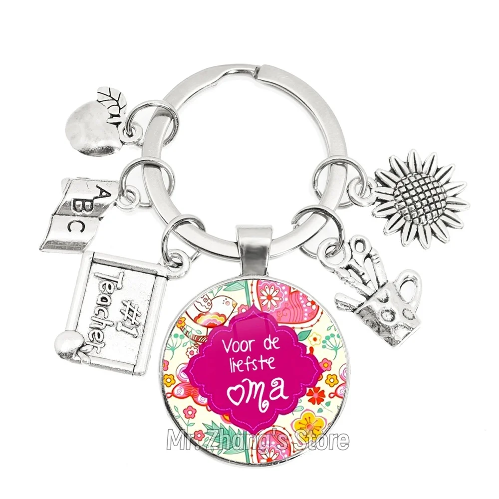 Nuevo Llavero de Cristal de 25mm para la Profesora Más Querida, Anillo Porta Llaves, Regalo de Agradecimiento para la Profesora, Joyería