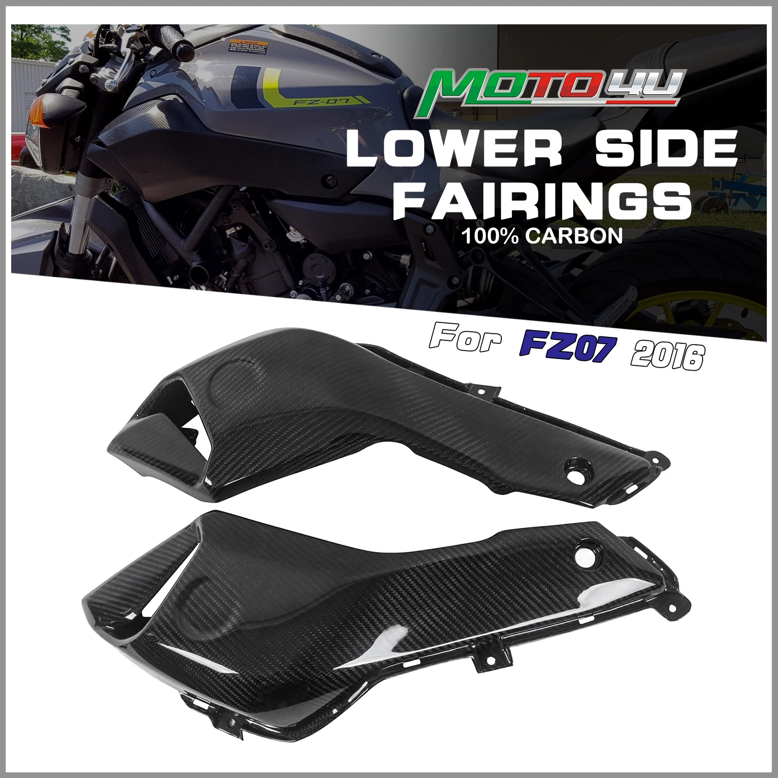 

Для Yamaha MT07 FZ07 MT-07 2014 2016 2017: Декоративная нижняя накладка на бак из карбона, аксессуары для мотоциклов