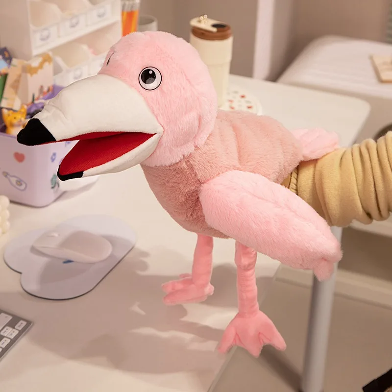 Bird Soft Stuffed Toy Doll Parrot Owl Eagle Flamingo Peacock Cosplay Plush Doll Educational Baby Toys Cute Hand Finger Puppet