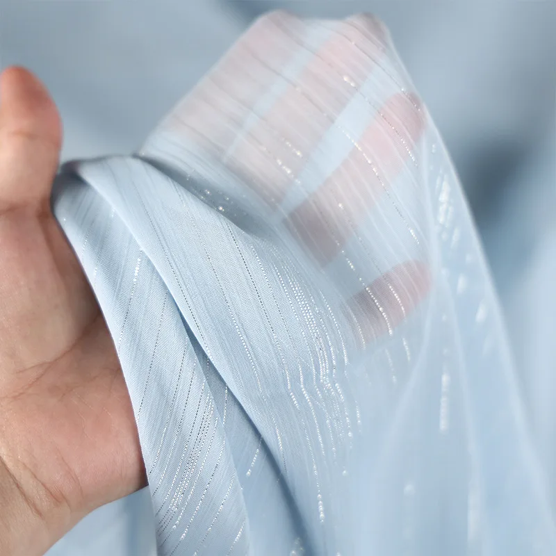 

200*150 см серебряная блестящая шифоновая ткань «сделай сам», платье с рукавами ханьфу, сценический костюм, материал, готовая прозрачная драпировка, дышащая