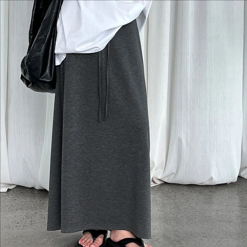 

Autumn clothing women new casual straight A-line high waist long skirt