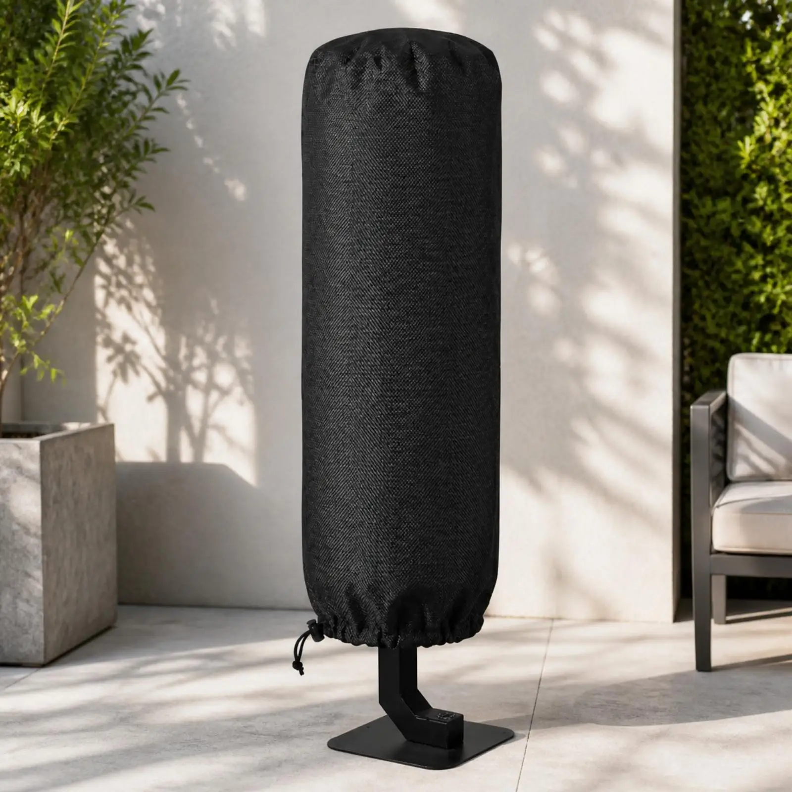 Round Outdoor Fire Pit Cover for Heating Equipment Oxford Material Weatherproof Cylinder Design with Zipper and Cinch Cord view 6
