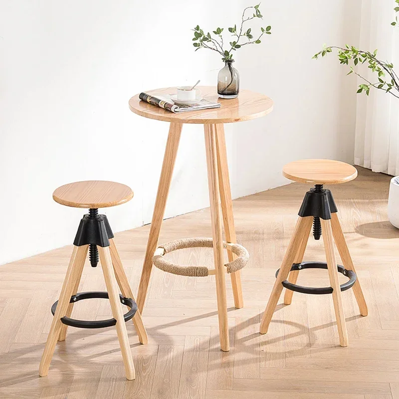 

Nordic Furniture, Solid Wood Bar Stools, Swivel Bar Chair, Lifting High Stool, Leisure Chairs, Creative Mobile Seat,Dining Chair