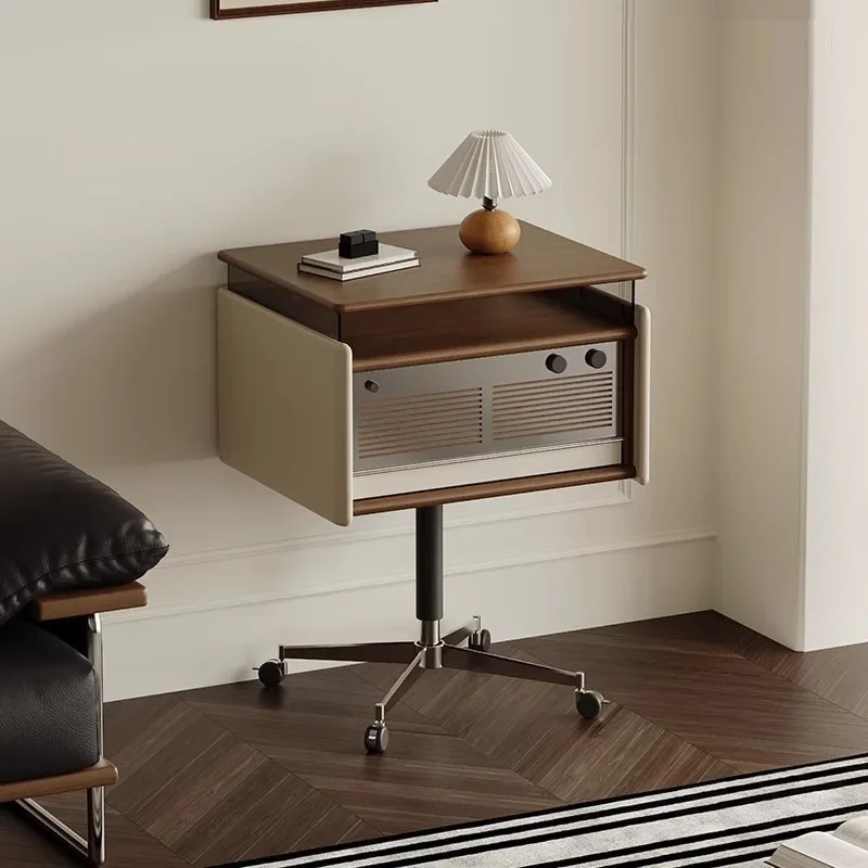 

Solid wood lifting rotating sofa edge a few cherry wood bedside living room storage edge retro record cabinet mobile