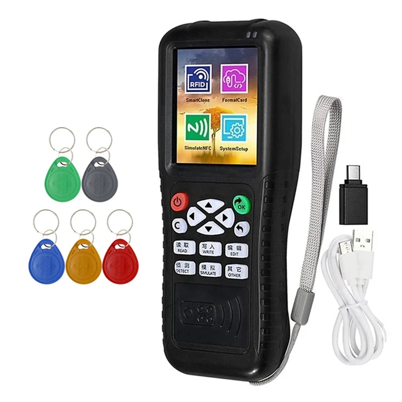 

X100 RFID NFC Считыватель смарт-карт Писатель + 5 X T5577 Брелок RFID Дубликатор ID IC Card Программатор Зашифрованный ключ Копировальный аппарат
