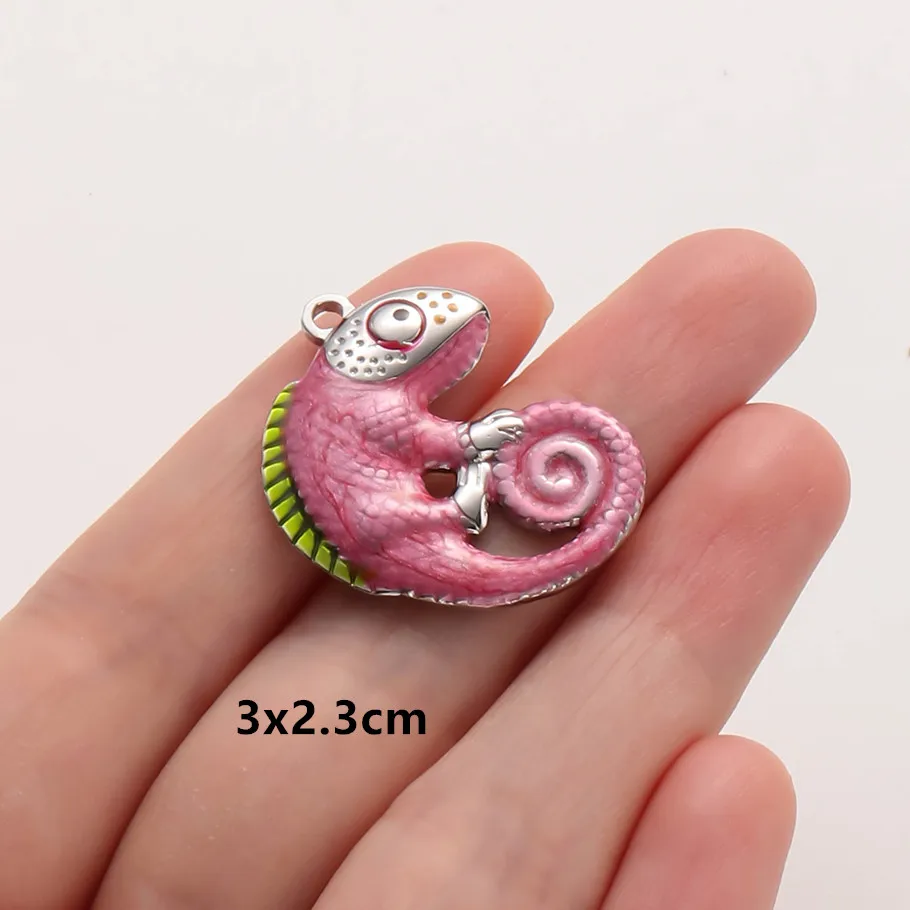 6 Stück Großhandel Rosa/Pinkfarbene Emaille-Tieranhänger Flamingo Schmetterling Seestern Edelstahl-Charms für Schmuckherstellung Halskette – Detail 15