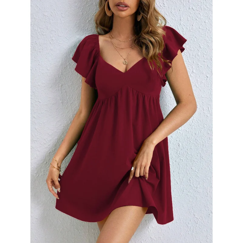 

YQ1-vSexy Collar Design Dress Summer New Loose Casual Short Dress