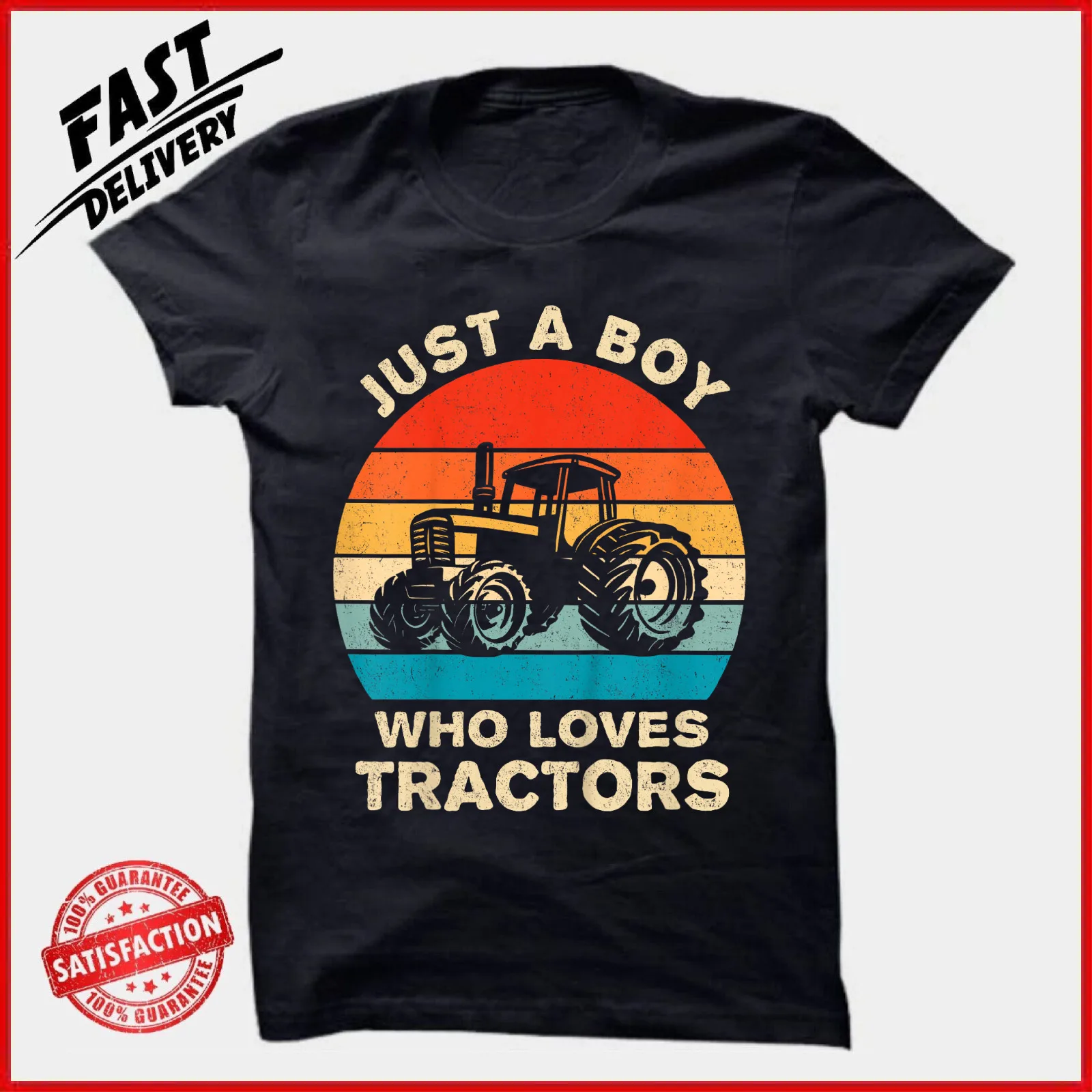 

Farm Lifestyle Just A Boy Who Loves Tractors Boys Funny Tee Gift Unisex T-Shirt