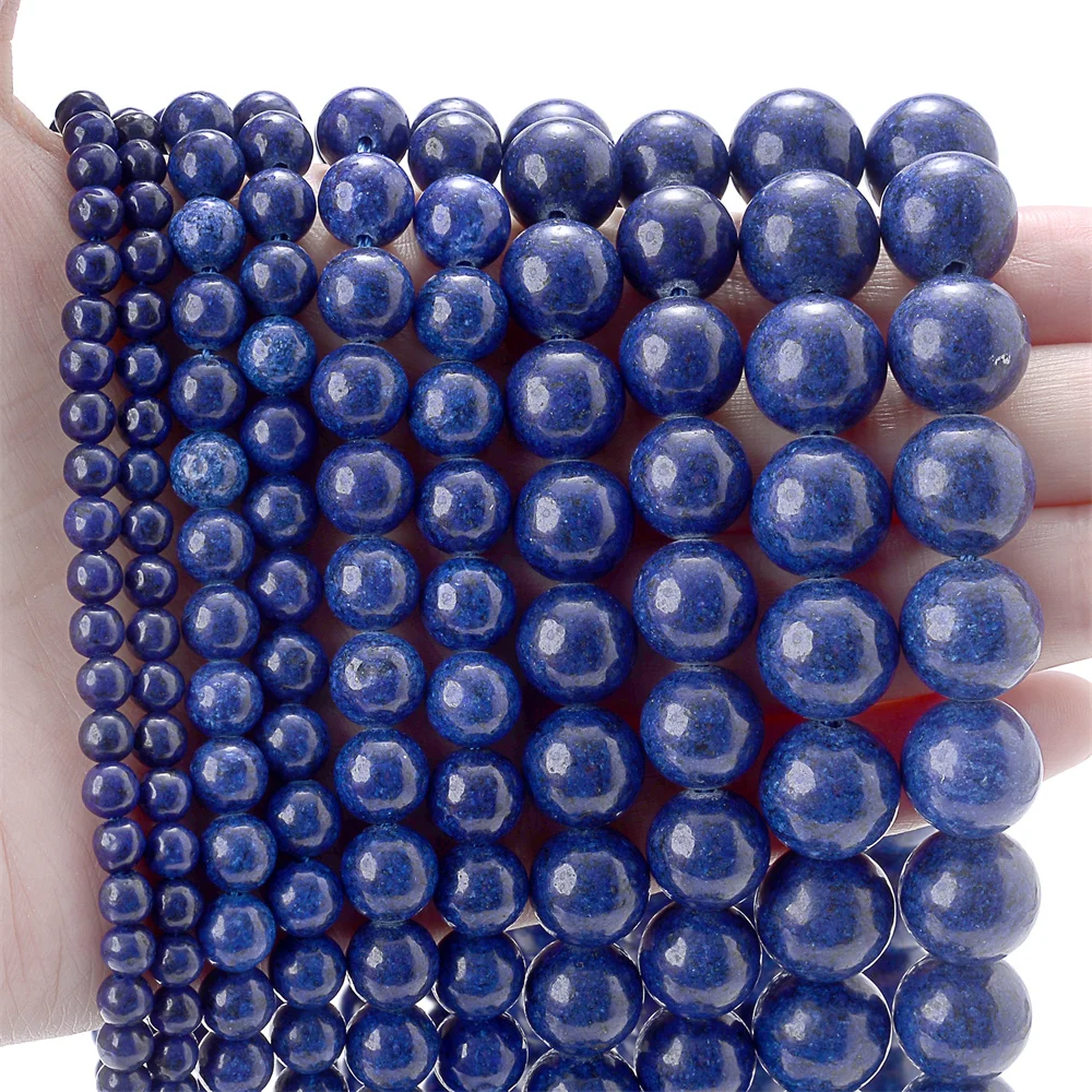 Natural Lapis Lazuli Stone Beads Round Spacer Beads for Jewelry Making DIY Charms Bracelet Necklace Accessories 4 6 8 10 12MM