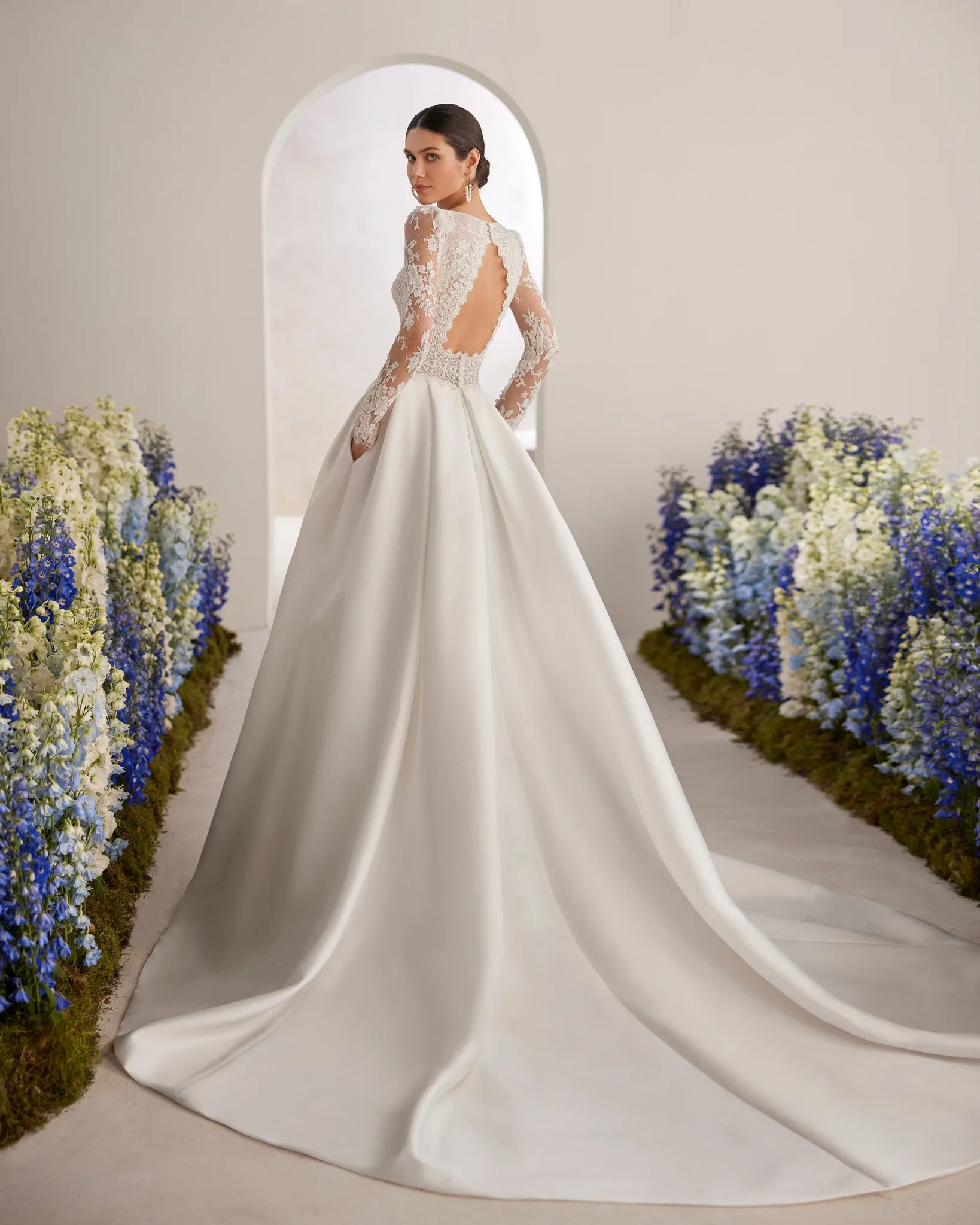 Abiti da sposa in pizzo Vestido De Noiva Cetim Abito da sposa su misura Abito da ballo Noivas Simples Elegante 2025 Alta Costura Vintage