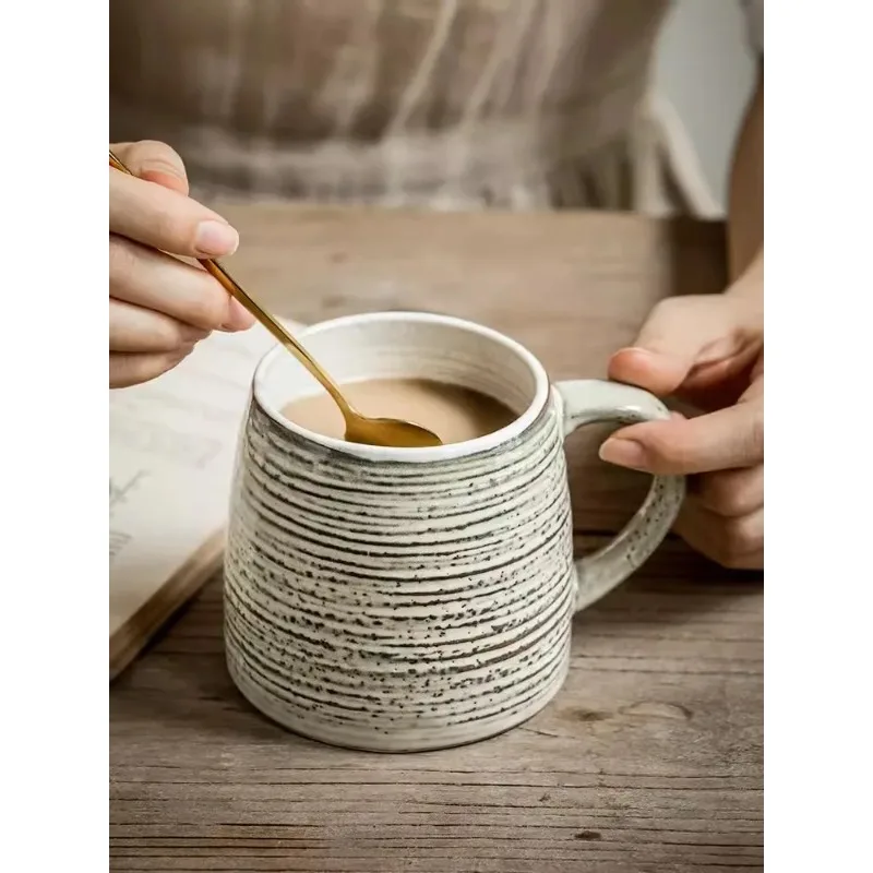 Tasses japonaises à fil irrégulier, tasse à eau en céramique, grande capacité, tasses à café vintage