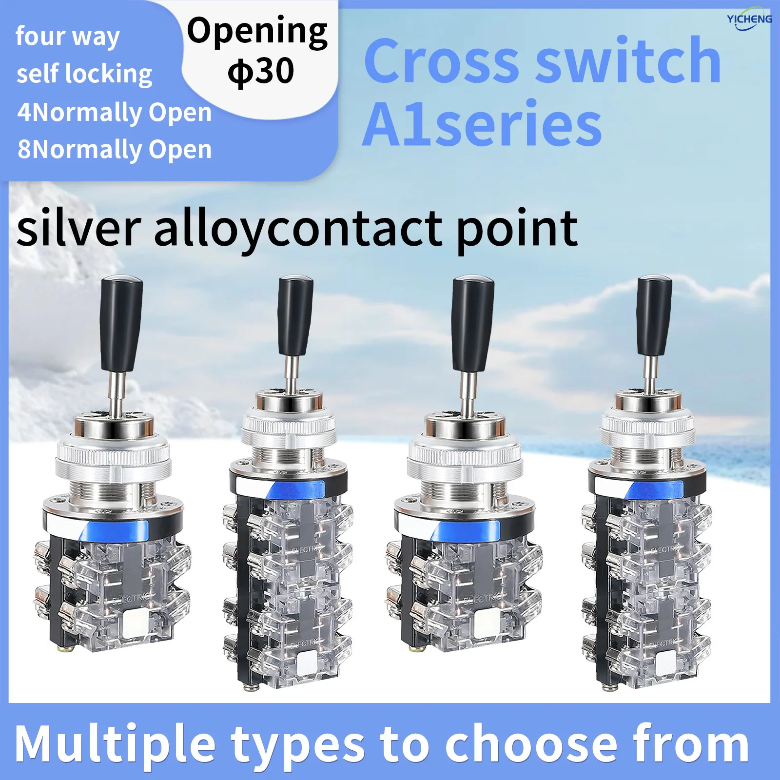 1Pcs 4 Position Self-locking Control Switch Toggle Switch Cross Switch Joystick Controllers,4NO/8NO,30mm mounting hole