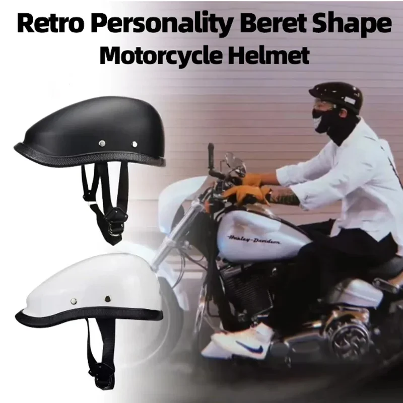 

Summertime Beret Shape Motorcycle Half Helmet Personality Halley Cruising Riding Moto Helmet Cool Retro Punk Style Helmet Unisex