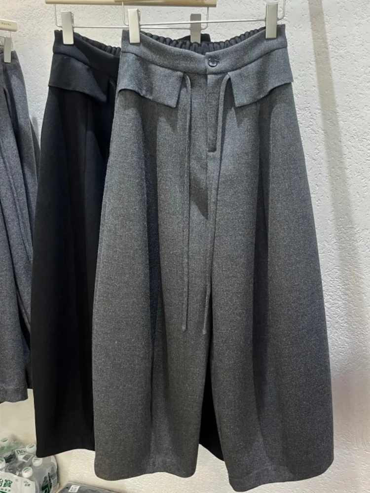 Herfst Winter Thiened Wollen Wijde Pijpen Broek Koreaanse Sle Afslankende Fce Dames Faionable Losse Mesbroek