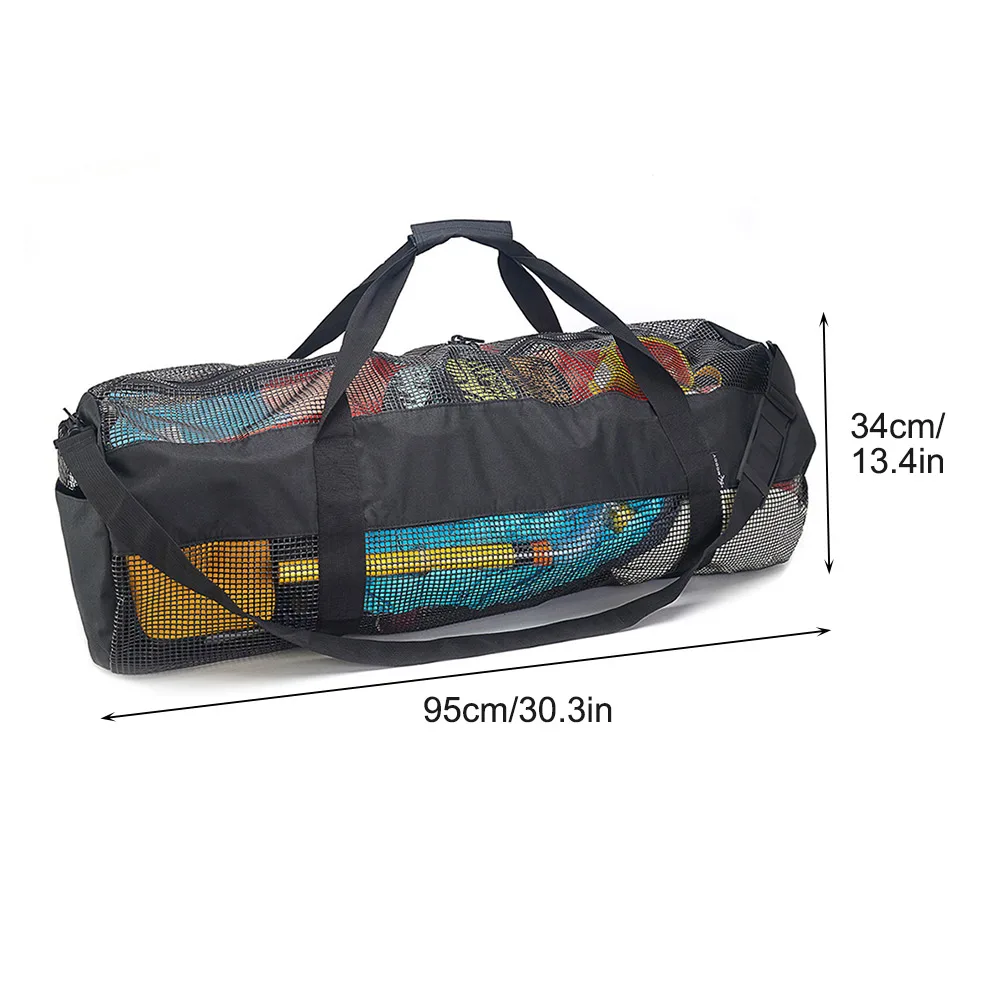 

Portable Beach Storage Bag with Adjustable Strap Multifunctional Mesh Duffel Bag Large Capacity for Surfing Swiming Scuba Diving
