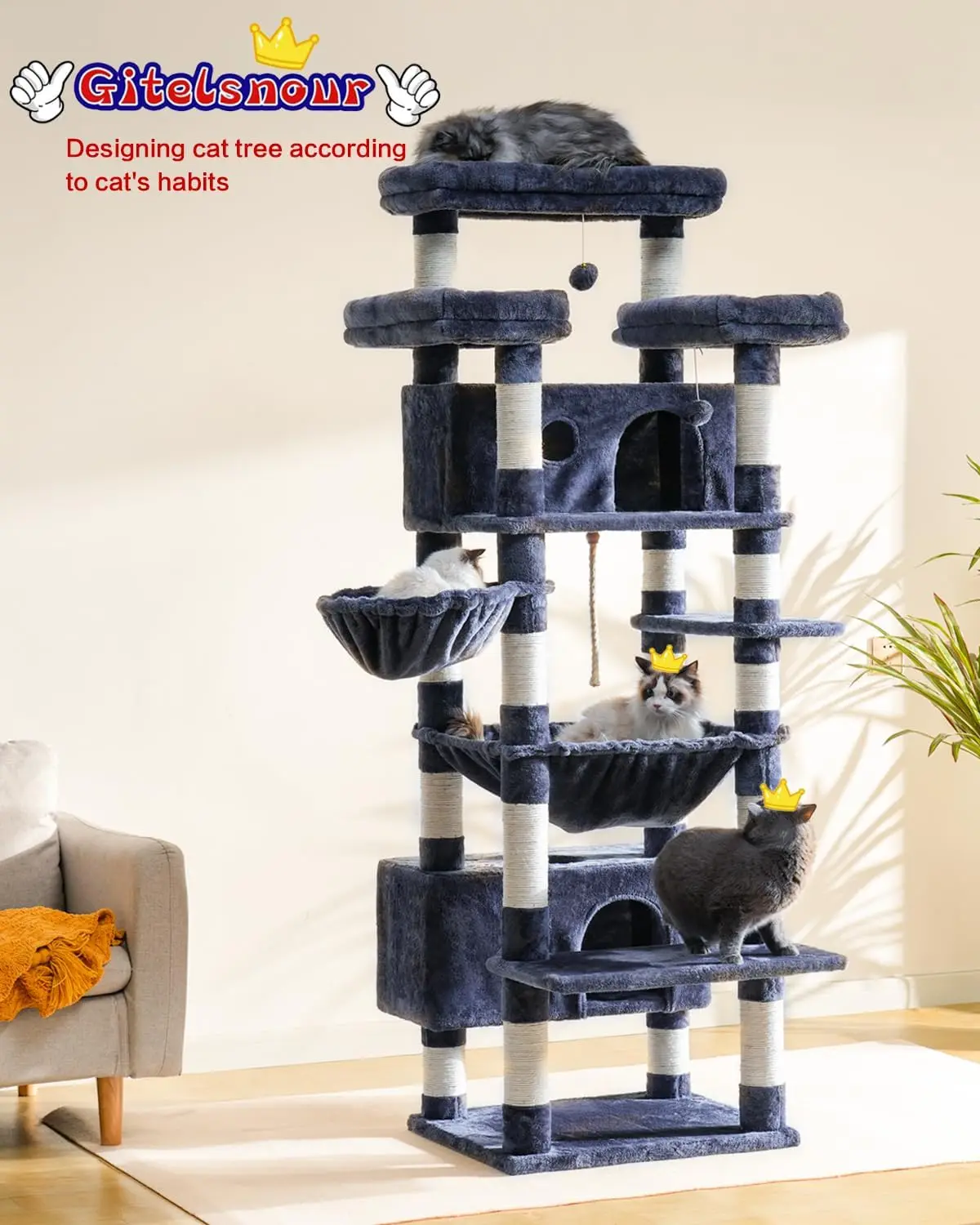 Indoor Cat Use, No Material Specified, Smoky Gray, 74\