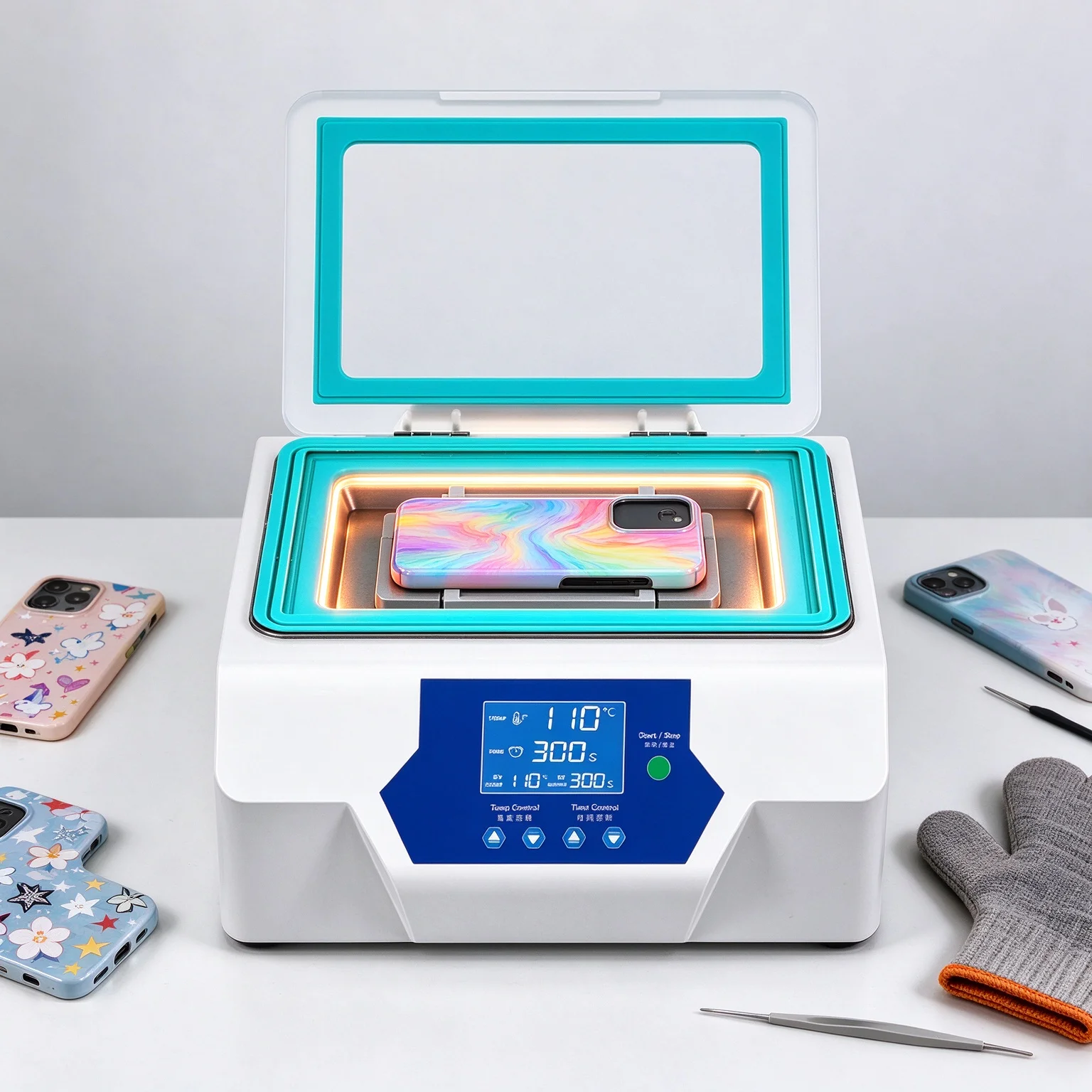 LY U8 3D Phone Mobile case DIY Sublimation Machine 3 in 1 Kit 450W Heat Transfer Printer working size 210*120mm