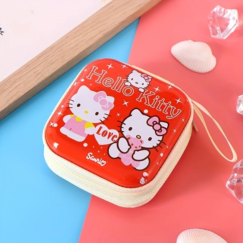 Hello Kitty Metal Paper Clip Holders 1pc Cute Cartoon Coin Purse Storage Bag with Desktop Supplies Sorting Feature