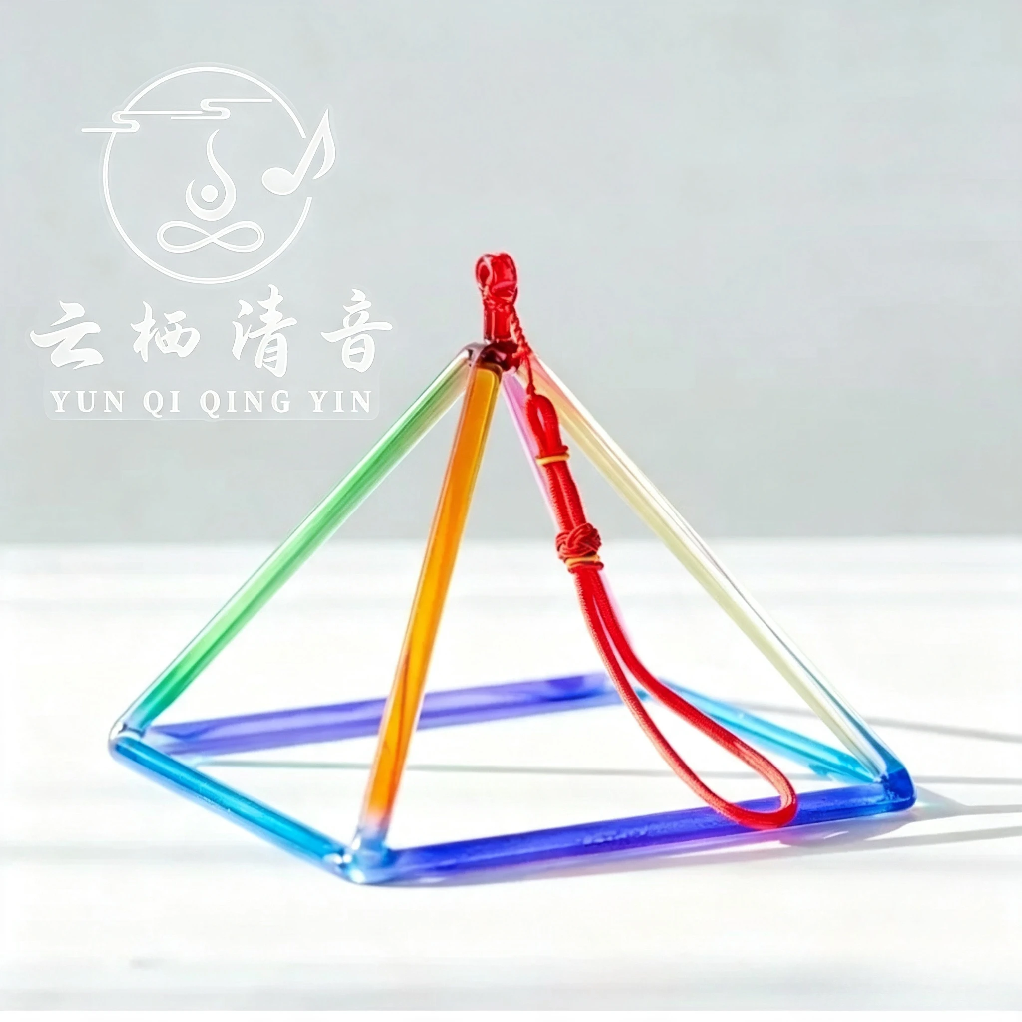 YUN QI QING YIN Handmade Colorful Alchemy Crystal Singing Pyramid Chakra Sound Healing Yoga Meditation Sound Bath Instrument