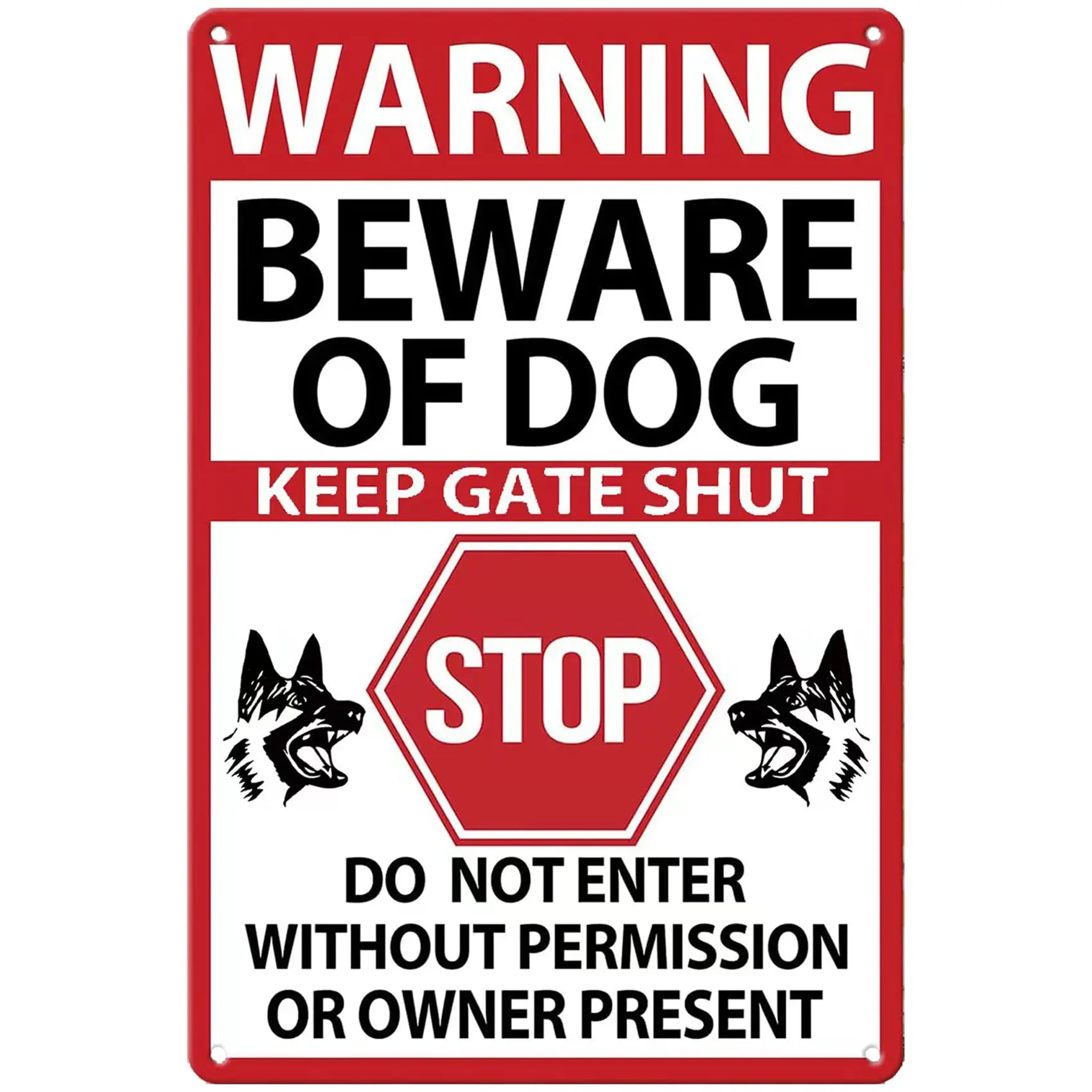 Warning Tin Sign Beware of Dog Perfect Fence Sign Home Yard Farm Garden Garage Wall Decor 12x8inch sign