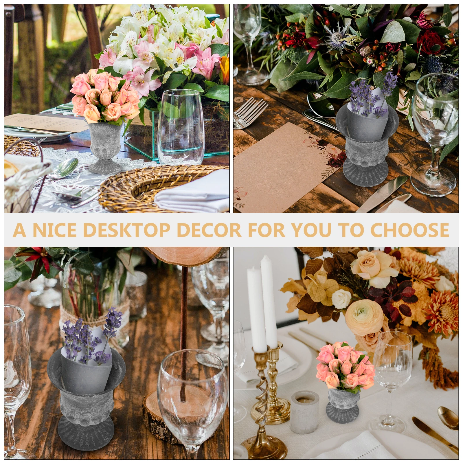 

Vintage Decorative Iron Vase Creative Flower Vase Household Home Ornament for Office Restaurant Coffee Shop Display