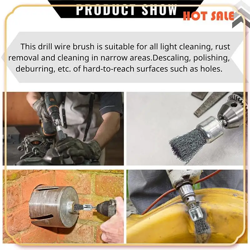 6 Pack Wire Brush Wheel Steel New For Drill 1-Inch Crimped End Wire Brushes 1/4Inch Hex For Paint-Surface And Small Spaces