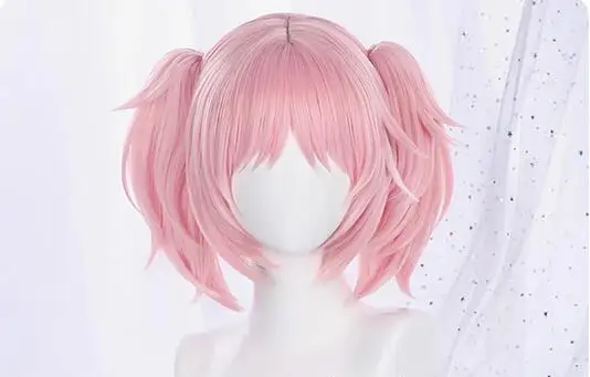 Cosplay Wigs Pink Synthetic Short Clip Ponytails Heat Resistant Wigs + Wig Cap