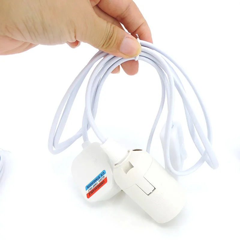 white E27 AC Power Cord Cable 1.8M Socket  lamp Base Holder EU us UK plug eclectical led Lamp Bulb Light Adapterswitch wire t1