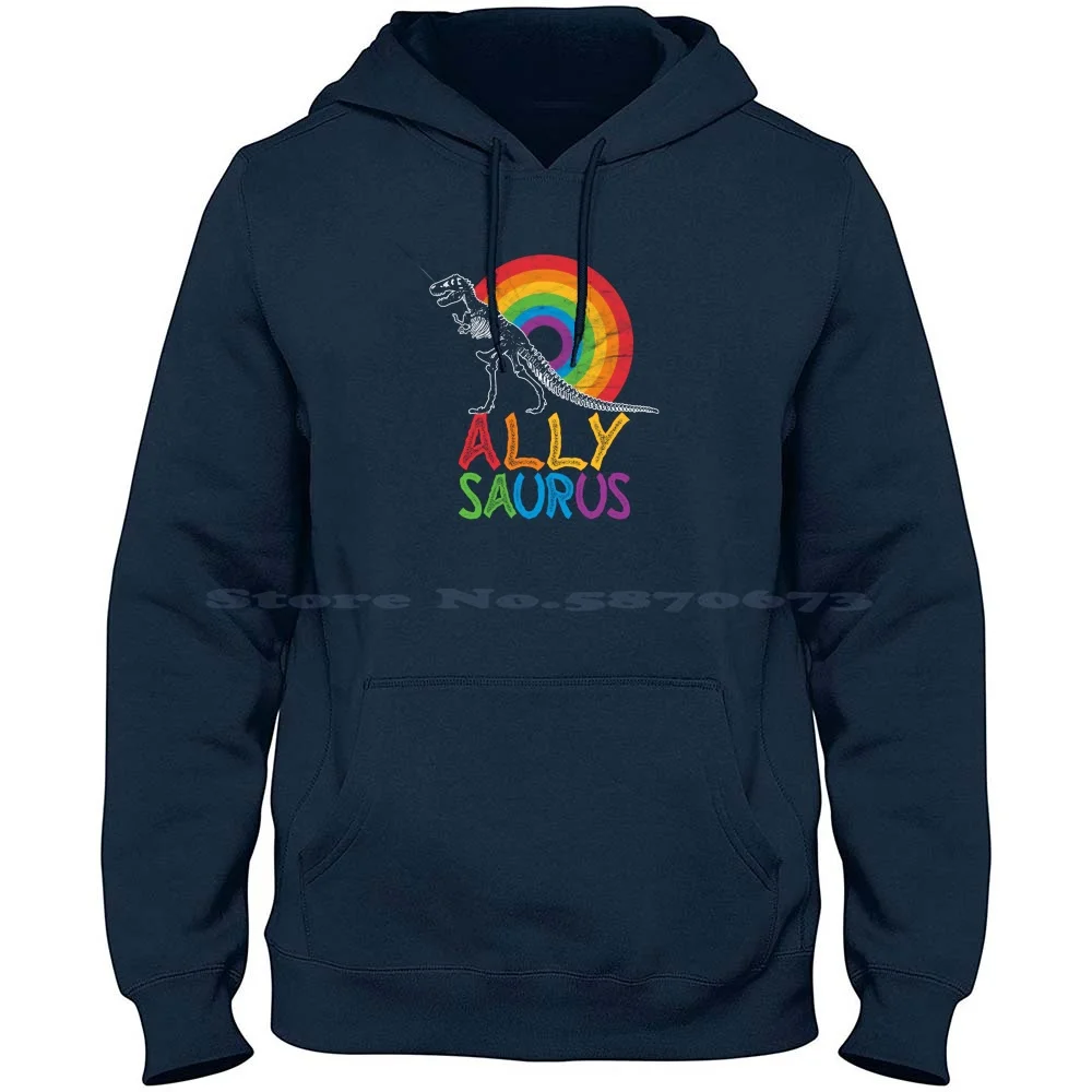 Allysaurus Lgbt-Pride Ally Dinosaur With Rainbow 100% Cotton Hoodie T Shirt Lgbtq Rainbow Allosaurus Ally Saurus Pride Dinosaur