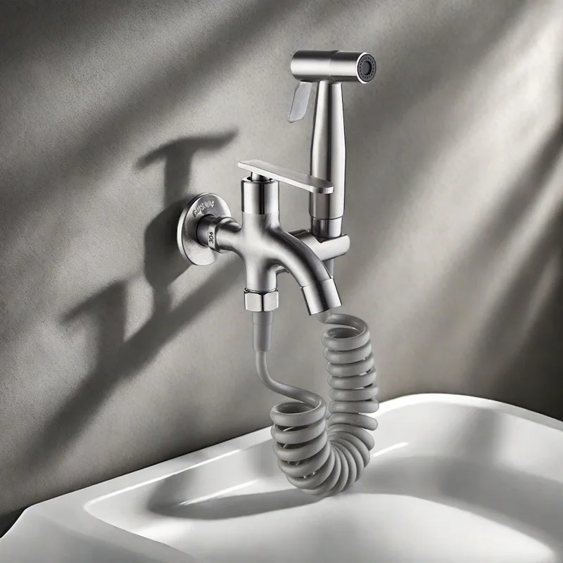 304 Stainless Steel Toilet Bidet Spray Set Multi-functional Toilet Sprayer Handheld Faucet High Pressure Shower Head Kits view 2