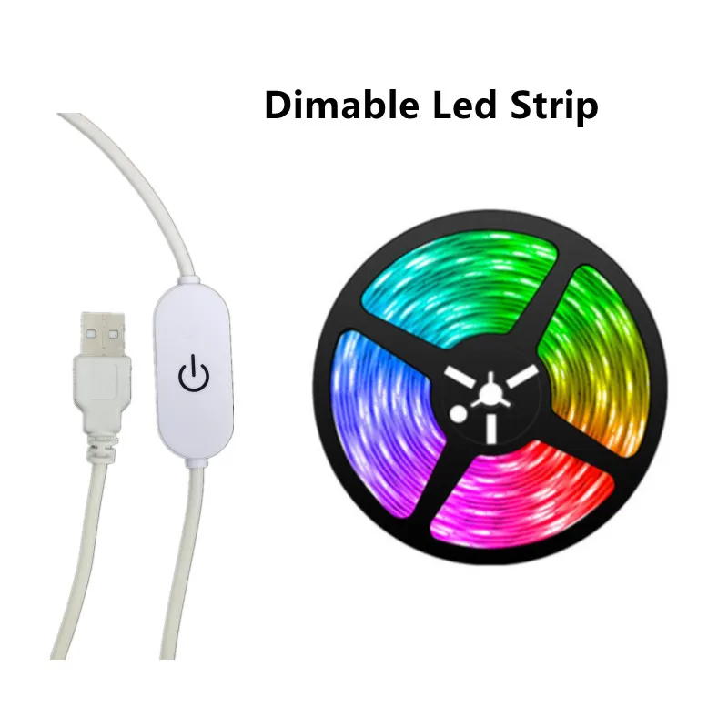 Dimable LED Strip White 1M 2M 3M 4M 5M 6M 7M 8M Controller Light Flexible Lamp Tape Diode USB Cable DC5V Desk Screen Background