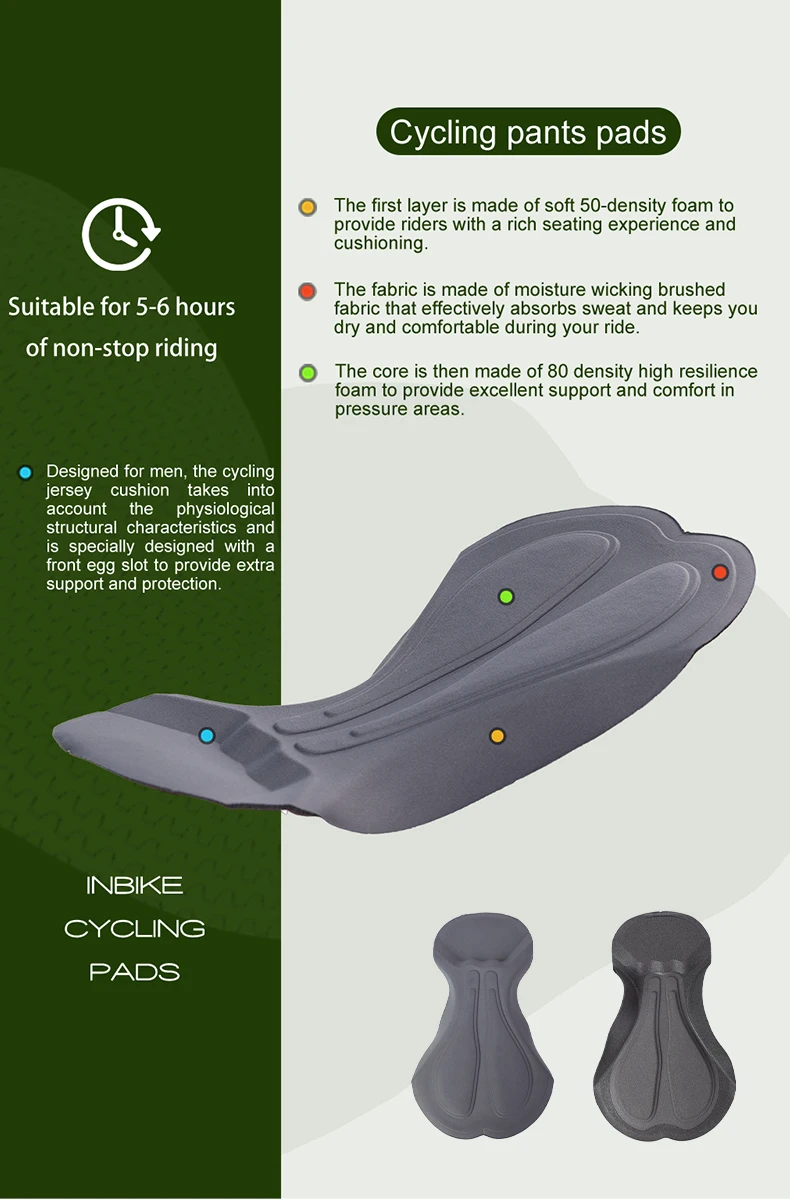 INBIKE Pro Sommer Herren-Radhose, Fahrradhose, stoßdämpfende Fahrradbekleidung, Mountainbike- und Rennradhose mit Tasche – Detail 6