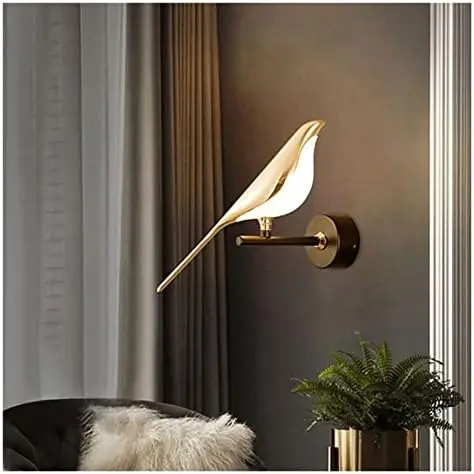 Adjustable  Light Bird LED  Lamp, Gold Metal  Sconce Lighting Fitting, Rotatable Bedroom Bedside Lamps Living Room  Mounted Lamp