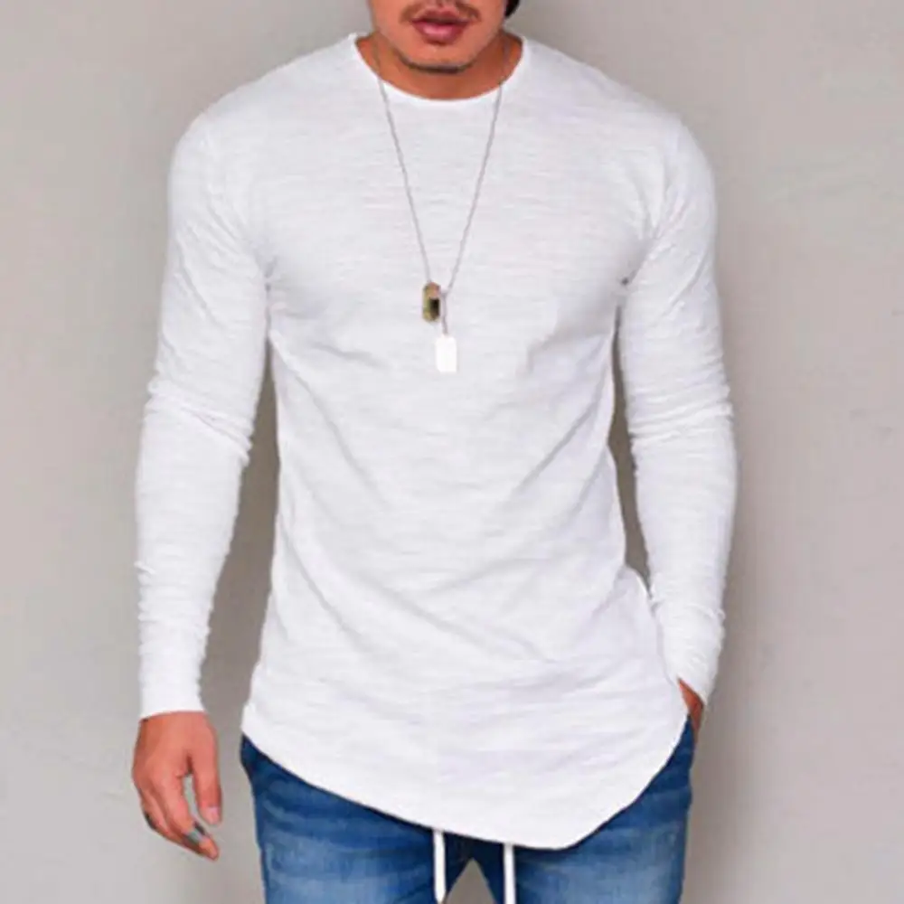 Men Cotton Thin T-shirt Autumn O Neck Long Sleeve Bottoming Top Street Men Long Sleeved T-shirt Casual Slim Fit Cotton Pullover